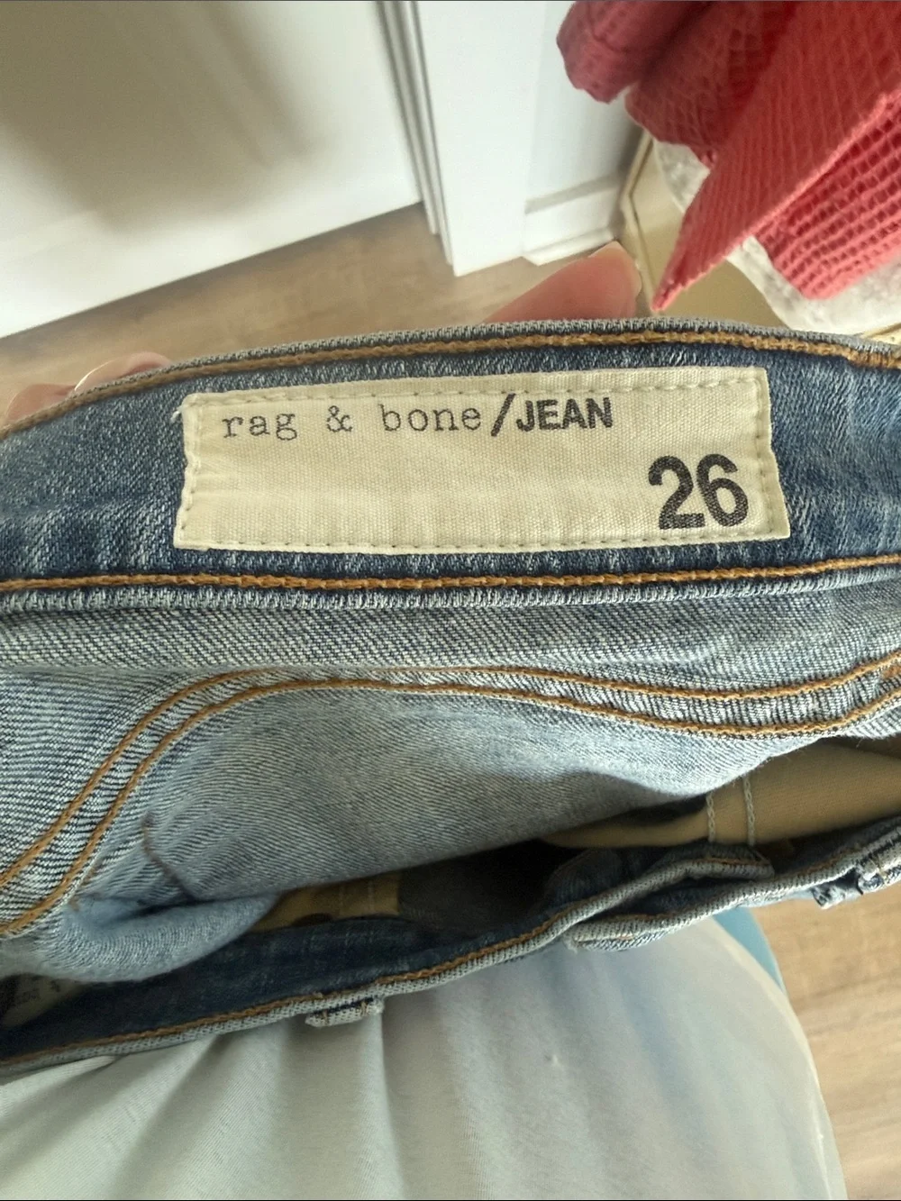 rag & bone Light Blue Distressed Straight-Leg Jeans